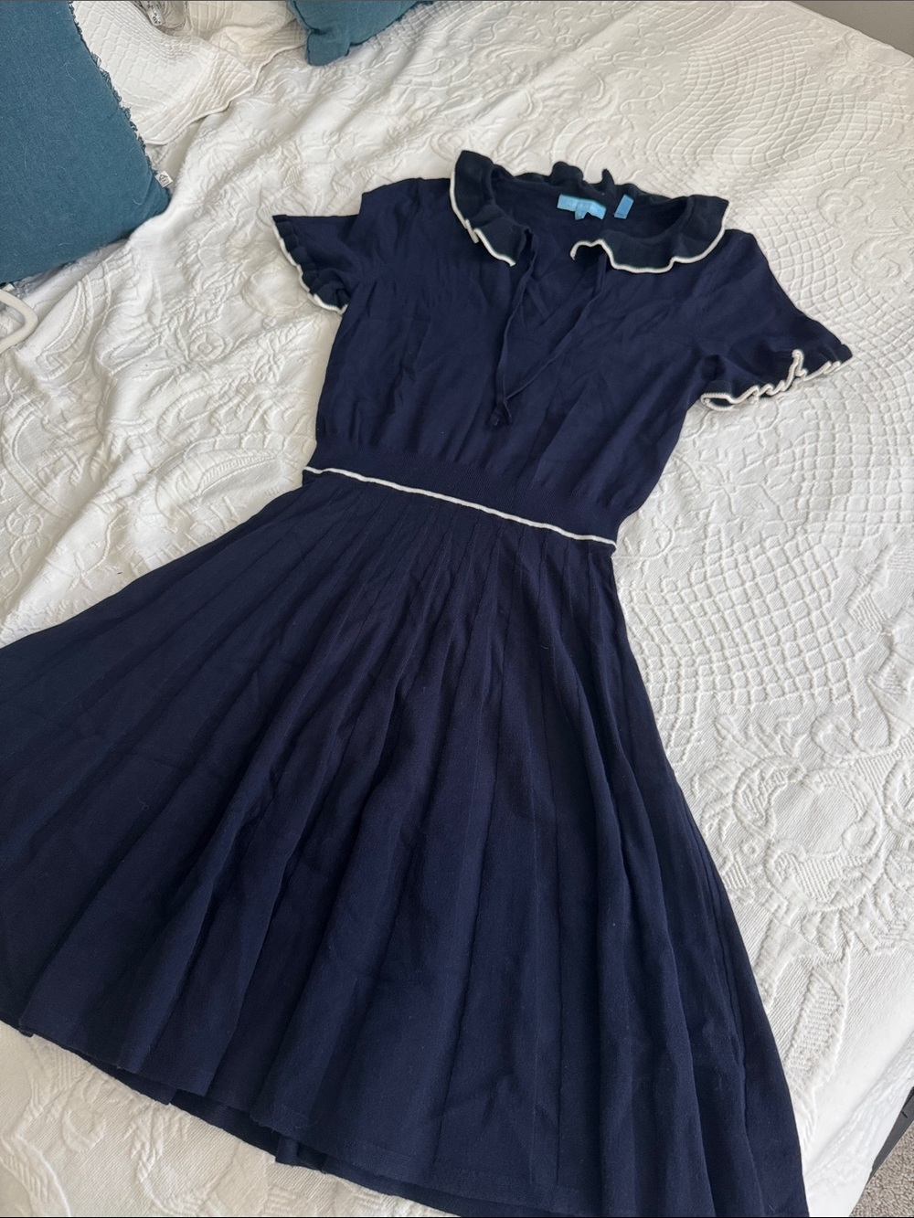 Draper James Navy Top with Scalloped Neckline